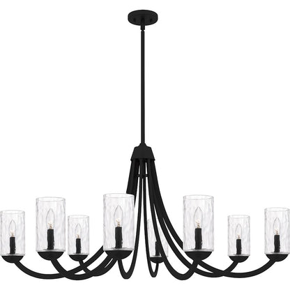 Quoizel Allard 8Light Chandelier, Matte Black/Clear Water Glass - ALD5045MBK