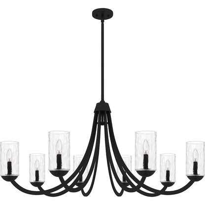 Allard 8Light Chandelier, Matte Black/Clear Water Glass