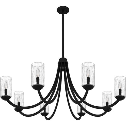 Allard 8Light Chandelier, Matte Black/Clear Water Glass