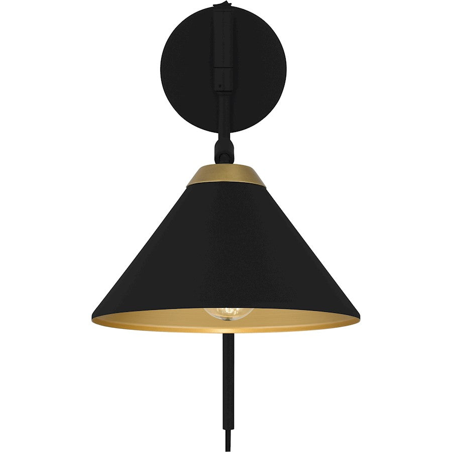 Alscott 1Light Wall Sconce, Matte Black/Metal