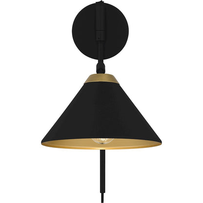Alscott 1Light Wall Sconce, Matte Black/Metal