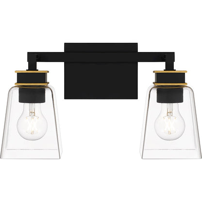 Quoizel Almany 2 Light Bath Light, Matte Black/Clear Glass - ALY8615MBK