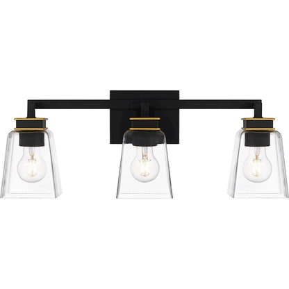 Quoizel Almany 3 Light Bath Light, Matte Black/Clear Glass - ALY8623MBK