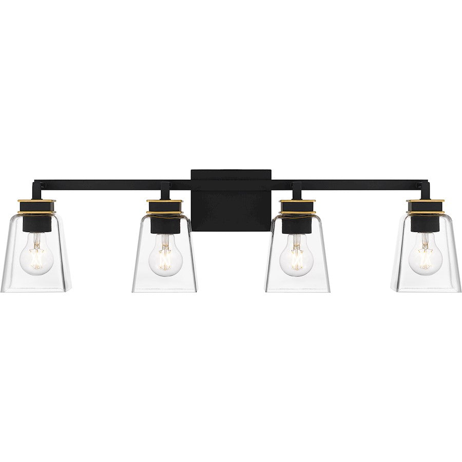 Quoizel Almany 4 Light Bath Light, Matte Black/Clear Glass - ALY8632MBK