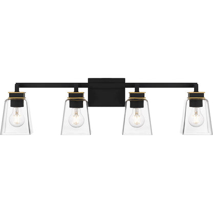 Quoizel Almany 4 Light Bath Light, Matte Black/Clear Glass - ALY8632MBK