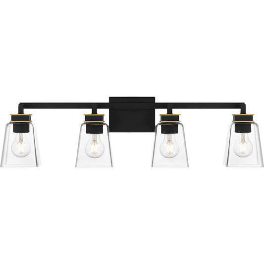 Quoizel Almany 4 Light Bath Light, Matte Black/Clear Glass - ALY8632MBK