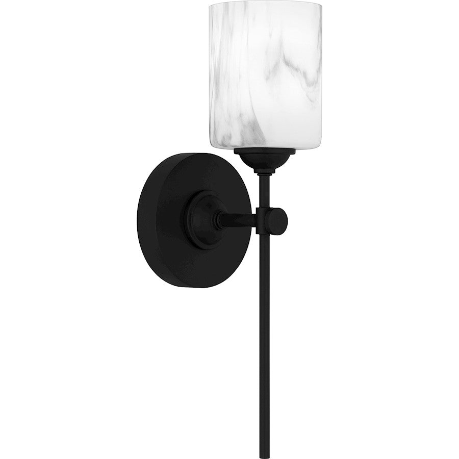 Quoizel Aria 1 Light Bath Light, Matte Black/Marble Glass - ARI8605MBK