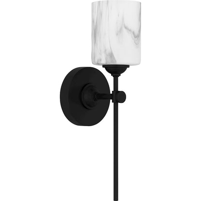 Aria 1 Light Bath Light, Matte Black/Marble Glass