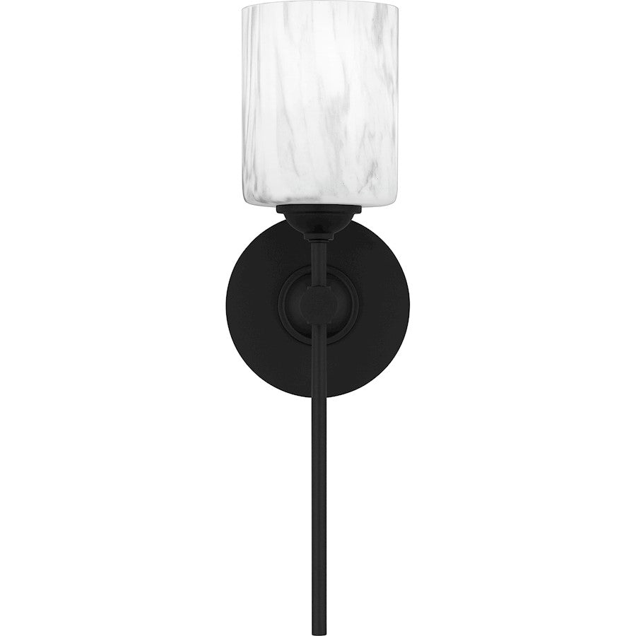 Aria 1 Light Bath Light, Matte Black/Marble Glass