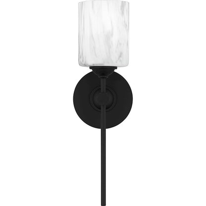 Aria 1 Light Bath Light, Matte Black/Marble Glass