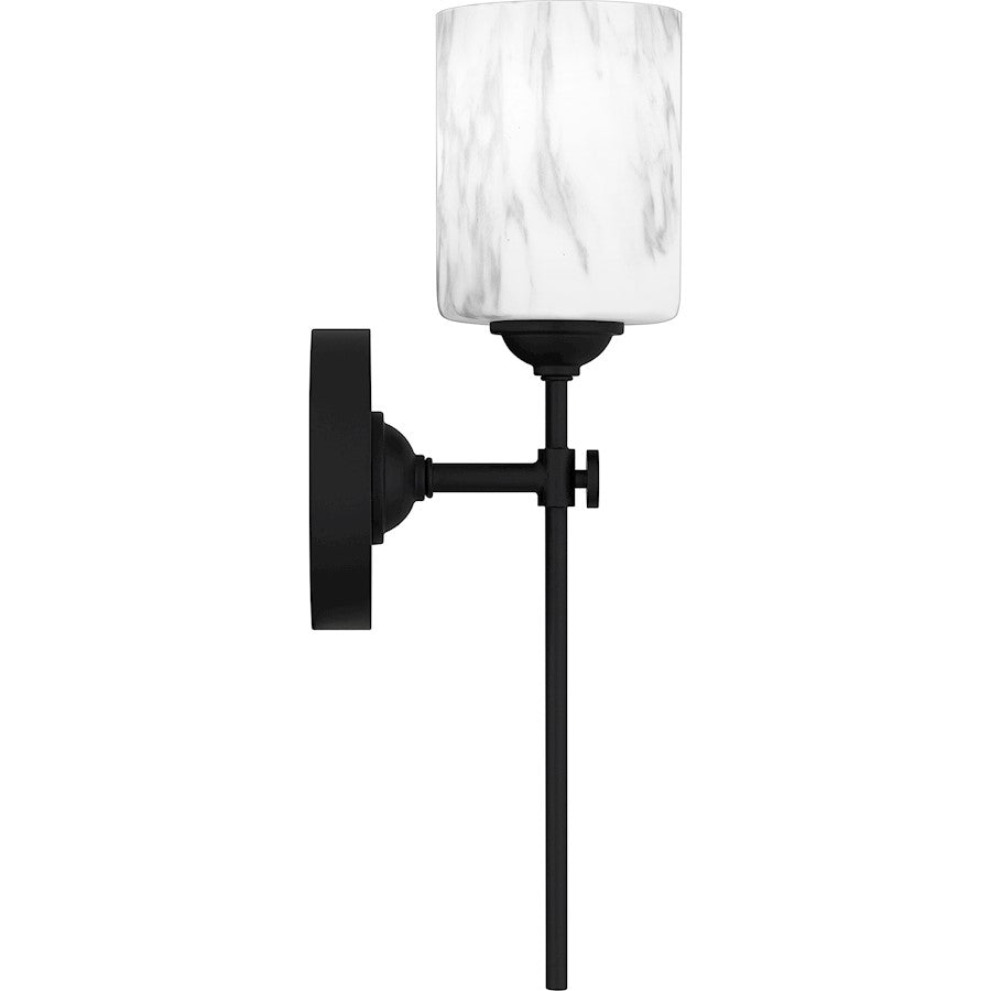 Aria 1 Light Bath Light, Matte Black/Marble Glass