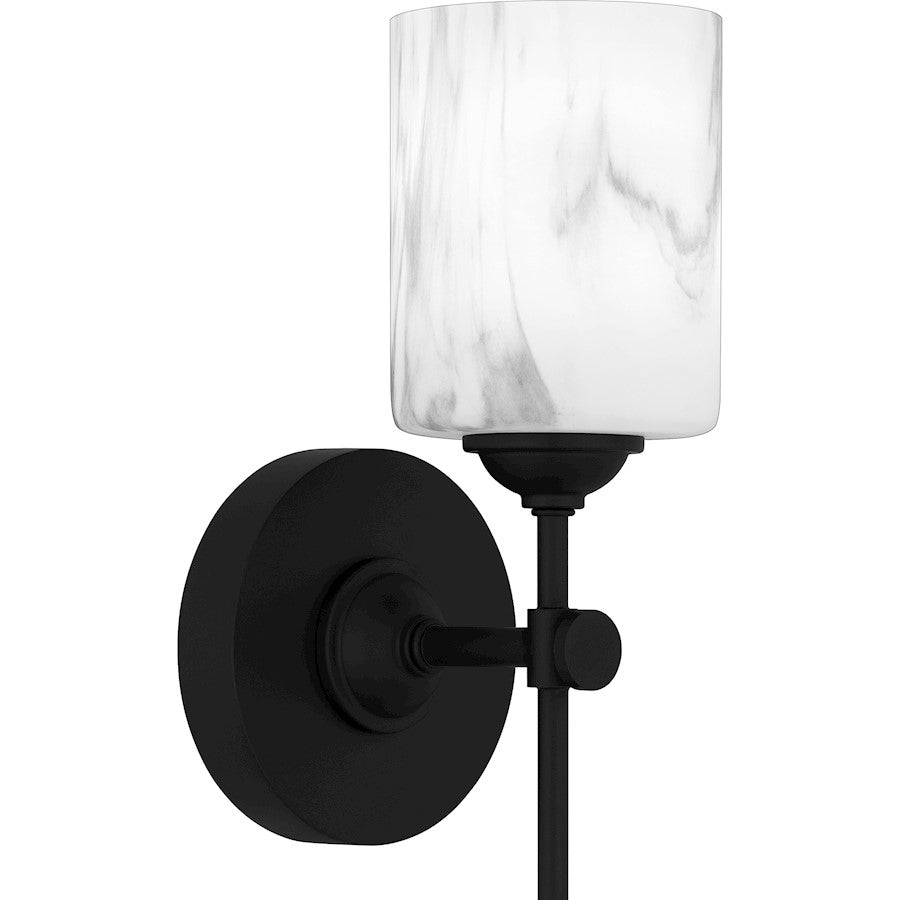 Aria 1 Light Bath Light, Matte Black/Marble Glass