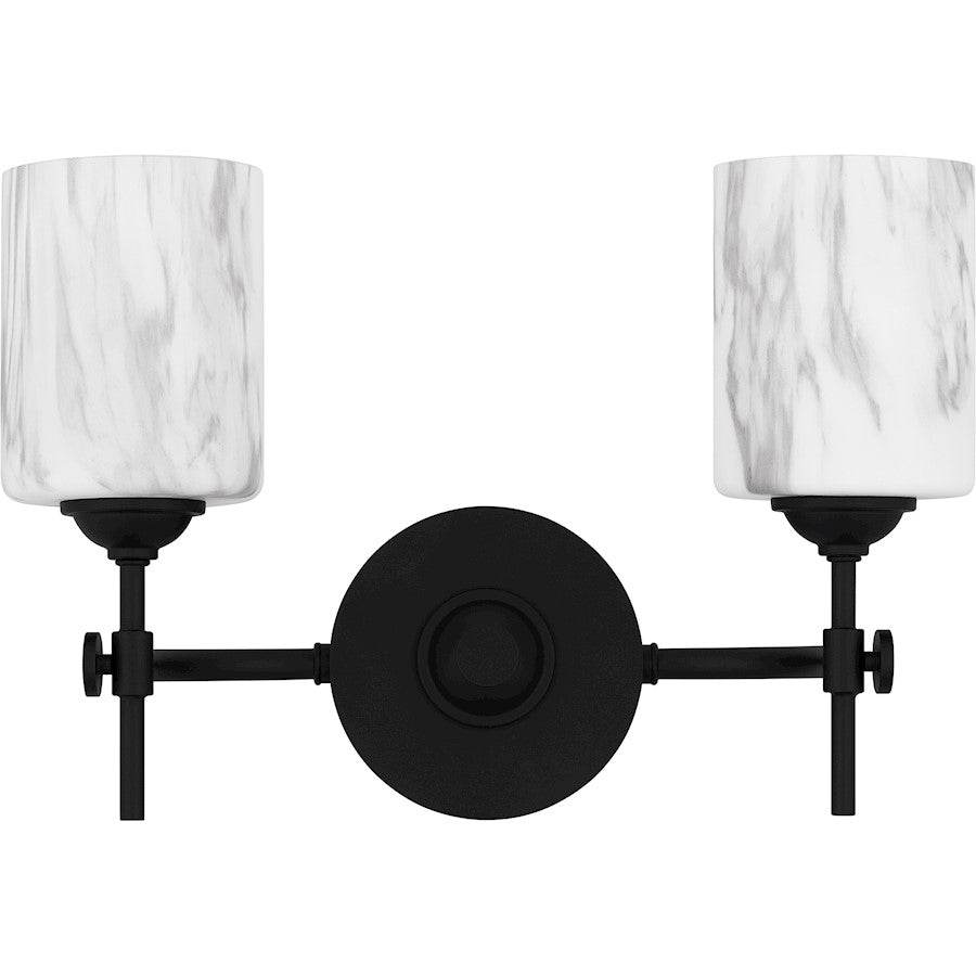 Aria 2 Light Bath Light, Matte Black/Marble Glass