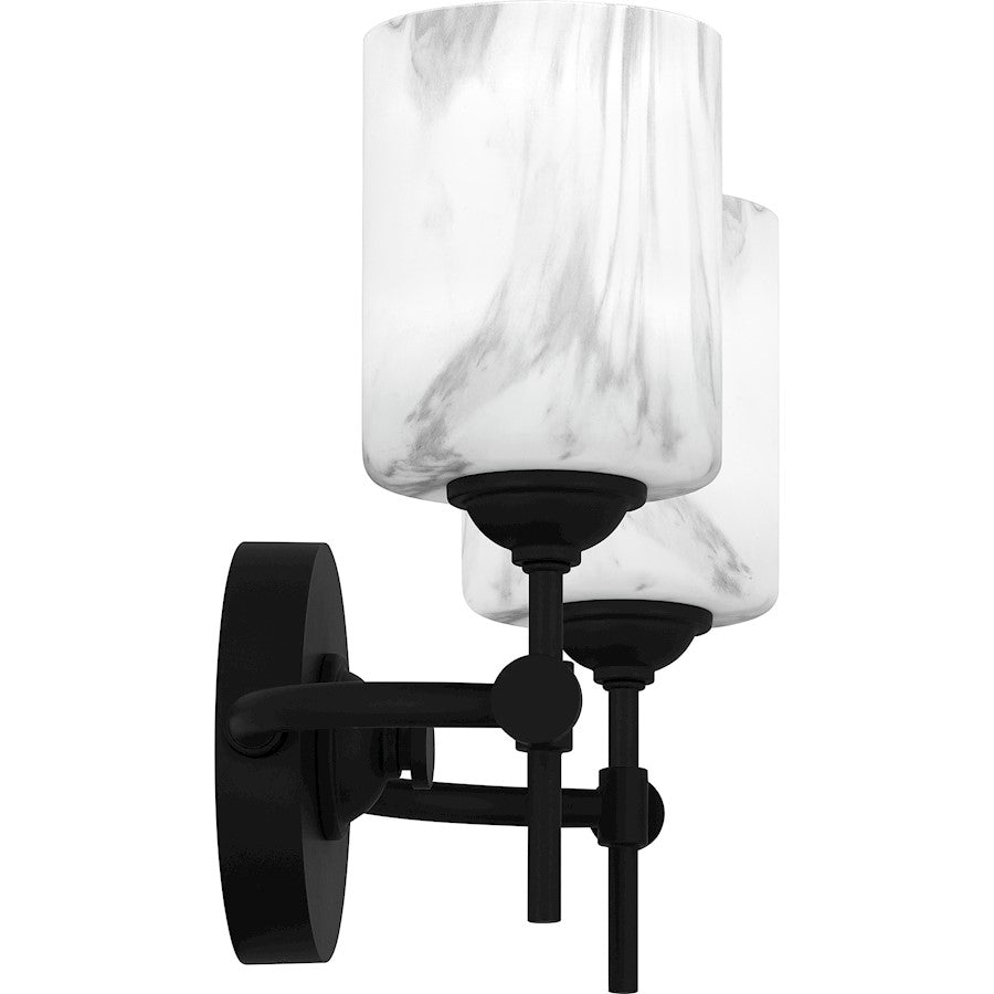 Aria 2 Light Bath Light, Matte Black/Marble Glass