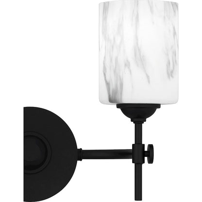 Aria 2 Light Bath Light, Matte Black/Marble Glass