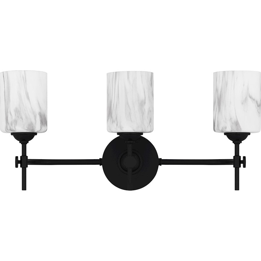 Aria 3 Light Bath Light, Matte Black/Marble Glass