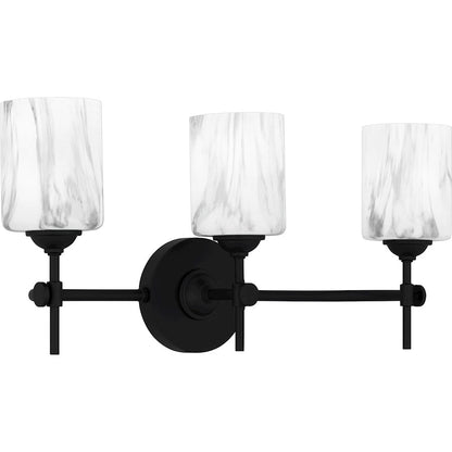 Aria 3 Light Bath Light, Matte Black/Marble Glass