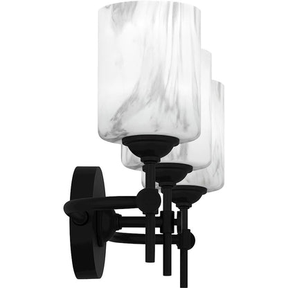 Aria 3 Light Bath Light, Matte Black/Marble Glass