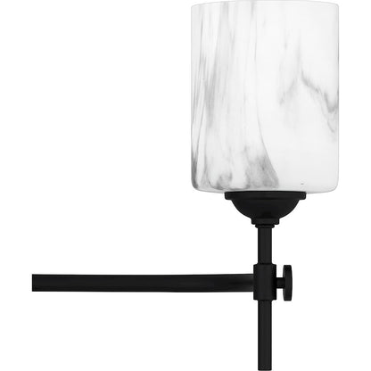 Aria 3 Light Bath Light, Matte Black/Marble Glass