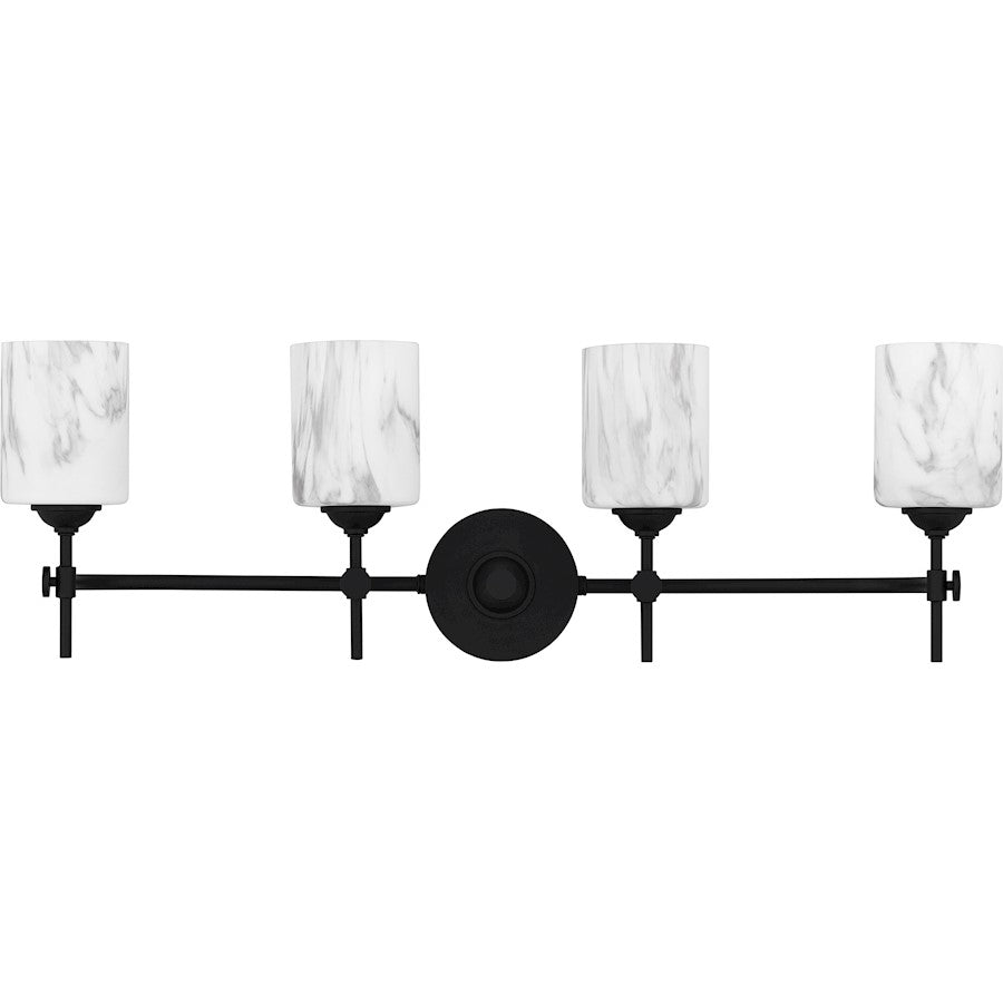 Aria 4 Light Bath Light, Matte Black/Marble Glass