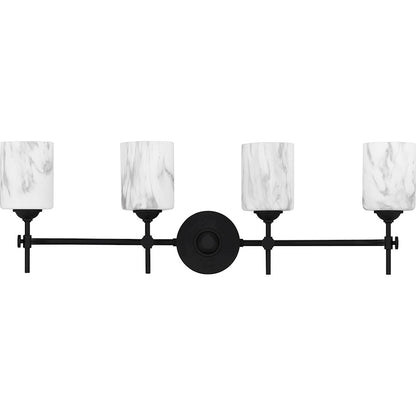 Aria 4 Light Bath Light, Matte Black/Marble Glass