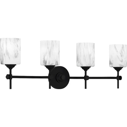 Aria 4 Light Bath Light, Matte Black/Marble Glass