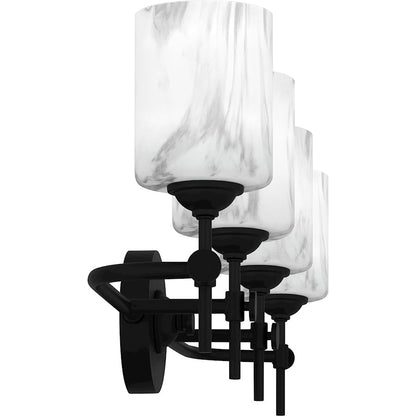 Aria 4 Light Bath Light, Matte Black/Marble Glass