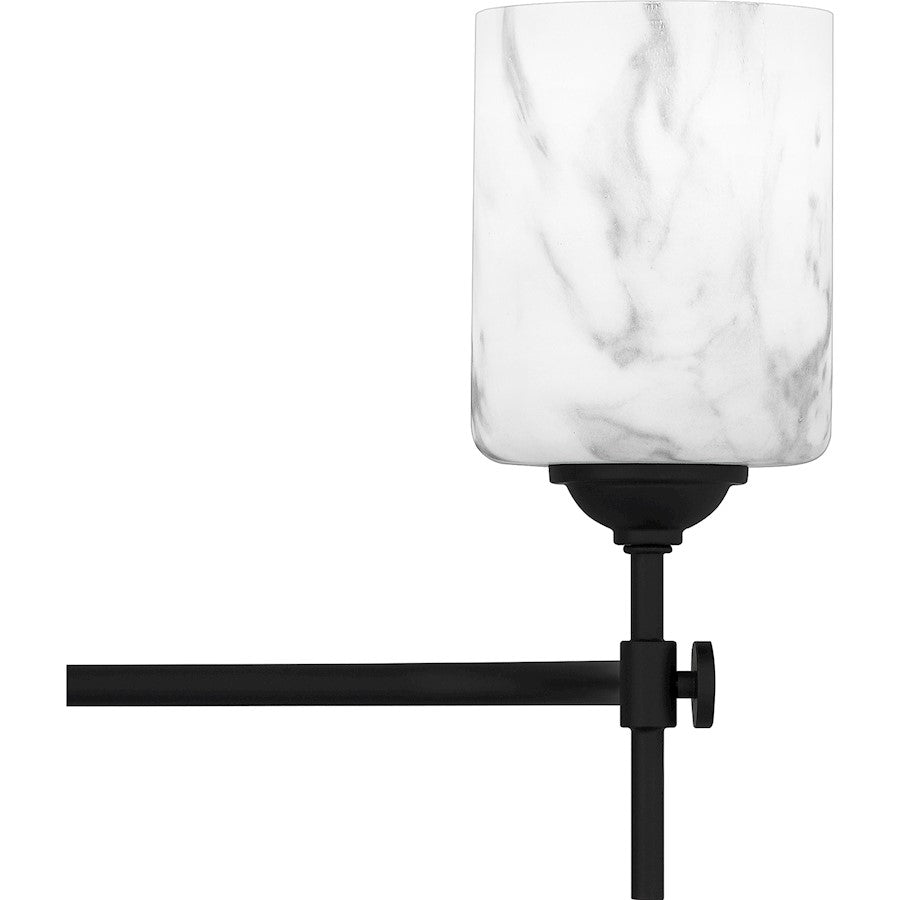 Aria 4 Light Bath Light, Matte Black/Marble Glass