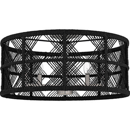 Axford 5Light Semi-Flush Mount, Antique Nickel/Black Rope