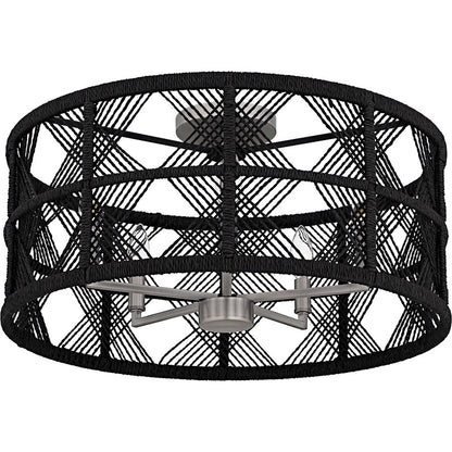 Axford 5Light Semi-Flush Mount, Antique Nickel/Black Rope