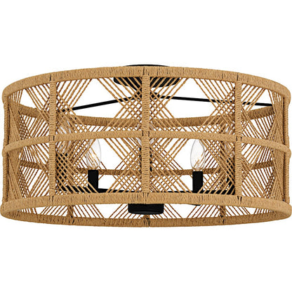 Quoizel Axford 5Light Semi-Flush Mount, Matte Black/Natural Rope - AXF1722MBK