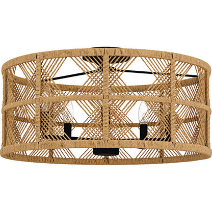 Axford 5Light Semi-Flush Mount, Matte Black/Natural Rope