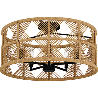 Axford 5Light Semi-Flush Mount, Matte Black/Natural Rope
