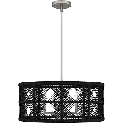 Axford 5Light Pendant, Antique Nickel/Black Rope