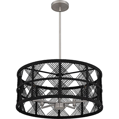 Axford 5Light Pendant, Antique Nickel/Black Rope