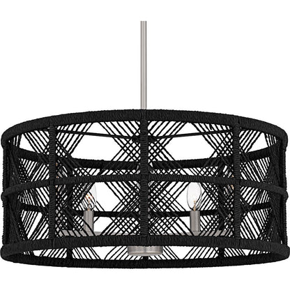 Axford 5Light Pendant, Antique Nickel/Black Rope