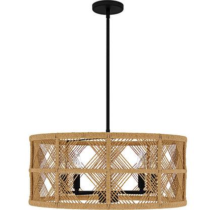 Axford 5Light Pendant, Matte Black/Natural Rope