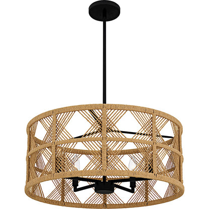 Axford 5Light Pendant, Matte Black/Natural Rope