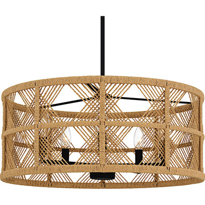 Axford 5Light Pendant, Matte Black/Natural Rope