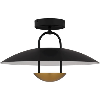 Bingham Light Semi-Flush Mount, Matte Black/Metal