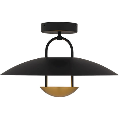 Bingham Light Semi-Flush Mount, Matte Black/Metal