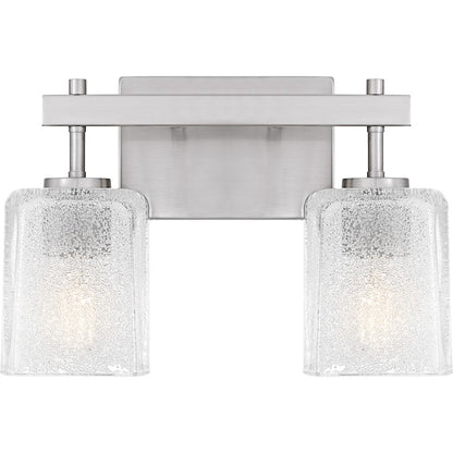 Quoizel Brenthouse 2Lt Bath Light, Nickel/Clear/Sand Spray Inside - BTH8613BN