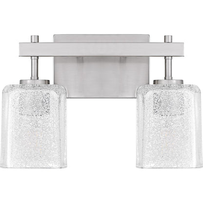 Brenthouse 2Lt Bath Light, Nickel/Clear/Sand Spray Inside