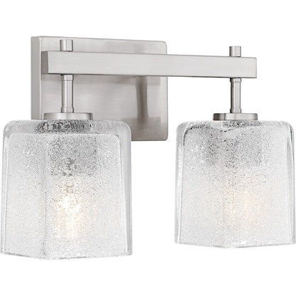 Brenthouse 2Lt Bath Light, Nickel/Clear/Sand Spray Inside