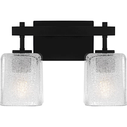 Quoizel Brenthouse 2Lt Bath Light, Black/Clear/Sand Spray Inside - BTH8613MBK