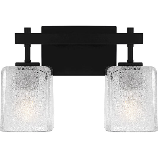 Quoizel Brenthouse 2Lt Bath Light, Black/Clear/Sand Spray Inside - BTH8613MBK