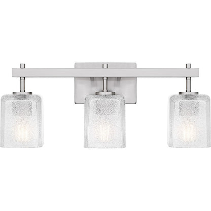 Quoizel Brenthouse 3Lt Bath Light, Nickel/Clear/Sand Spray Inside - BTH8622BN