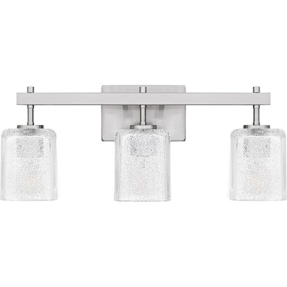 Brenthouse 3Lt Bath Light, Nickel/Clear/Sand Spray Inside