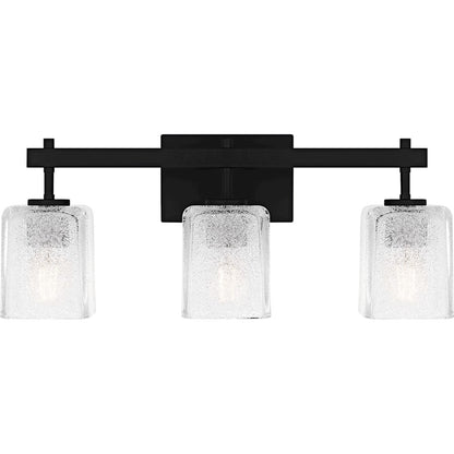 Quoizel Brenthouse 3Lt Bath Light, Black/Clear/Sand Spray Inside - BTH8622MBK