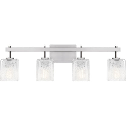 Quoizel Brenthouse 4Lt Bath Light, Nickel/Clear/Sand Spray Inside - BTH8631BN